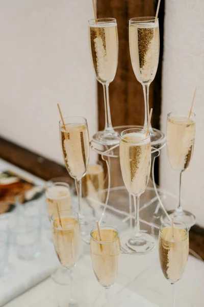 Copas Boda Para Vino Champán Cristal Transparente —  Fotos de Stock