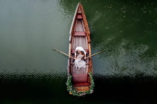 Passeio Barco Para Cara Uma Menina Longo Dos Canais Baías — Fotografia de Stock