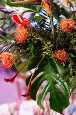 Ziyafet salonunun dekorasyonu Maracan stilinin rengarenk renkleriyle