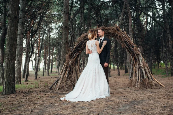 Paseo Los Novios Por Bosque Otoñal Octubre —  Fotos de Stock