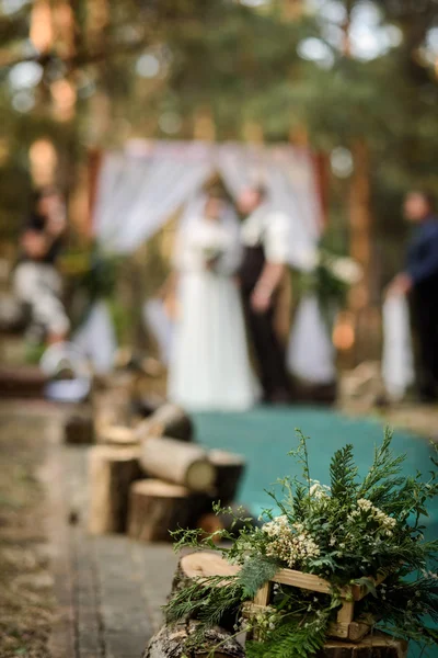 Ceremonie van het huwelijk in het bos — Stockfoto