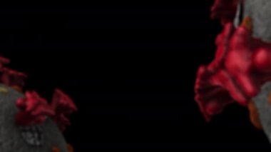 Siyah arkaplanda 3 boyutlu koronavirüs.