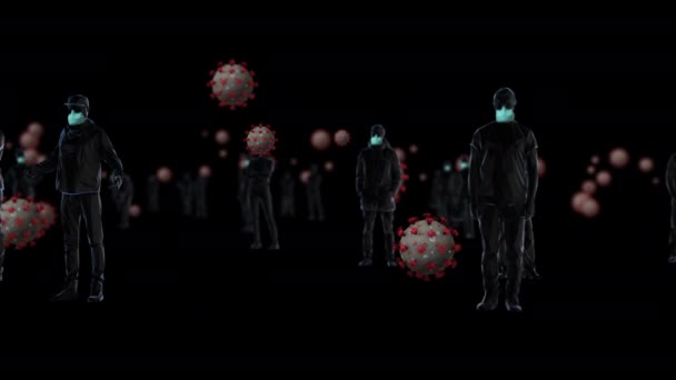 Coronavirus Anzug Vor Schwarzem Hintergrund — Stockvideo