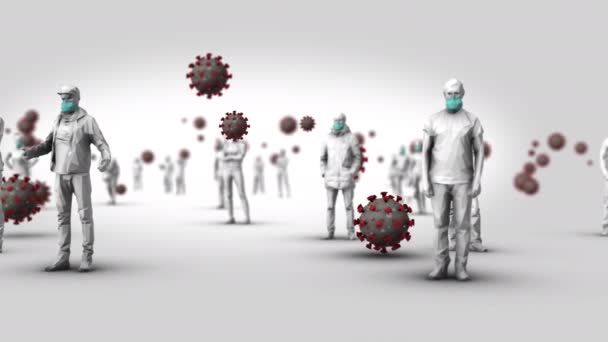 Beyaz Arkaplanda Koronavirüs Kıyafeti — Stok video