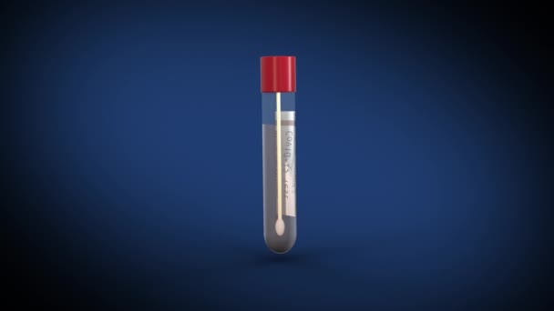 コロナウイルス血液検査陽性の分析血液サンプルのためのテストチューブ — ストック動画