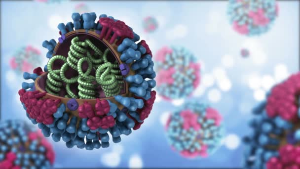 Virus Influenzale Generico Sinistra Animazione Influenzale — Video Stock