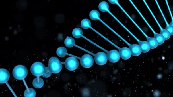 Dna Metaal Blauw Uitzoomen Roterende Dna Helix — Stockvideo