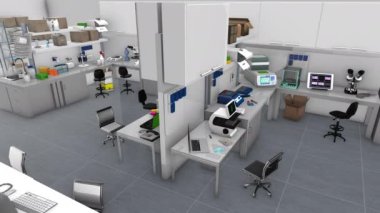 LAB - Microscope BK-C- 3d animation of a biology research laboratory