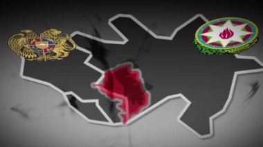 Nagorno Karabakh komşu ülkeler ve armalarıyla