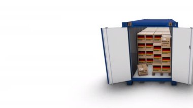 Bir konteynırın içindeki üç boyutlu kutuların canlandırılması