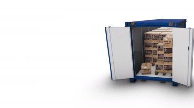 Bir konteynırın içindeki üç boyutlu kutuların canlandırılması