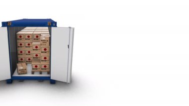 Bir konteynırın içindeki üç boyutlu kutuların canlandırılması