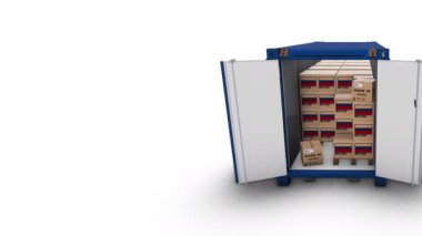 Bir konteynırın içindeki üç boyutlu kutuların canlandırılması