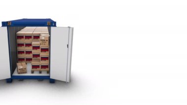 Bir konteynırın içindeki üç boyutlu kutuların canlandırılması