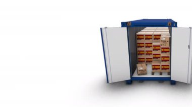 Bir konteynırın içindeki üç boyutlu kutuların canlandırılması