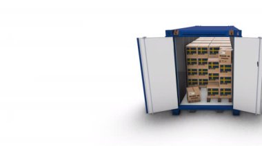 Bir konteynırın içindeki üç boyutlu kutuların canlandırılması