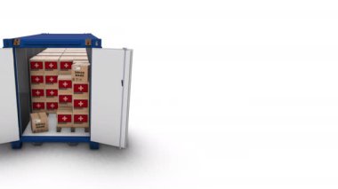 Bir konteynırın içindeki üç boyutlu kutuların canlandırılması