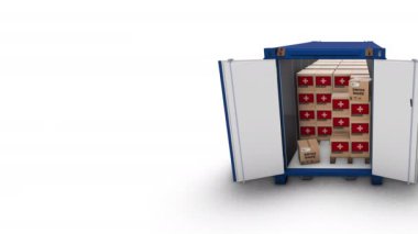 Bir konteynırın içindeki üç boyutlu kutuların canlandırılması