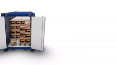 Bir konteynırın içindeki üç boyutlu kutuların canlandırılması