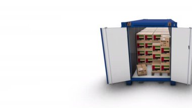 Bir konteynırın içindeki üç boyutlu kutuların canlandırılması