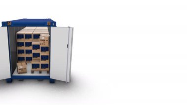 Bir konteynırın içindeki üç boyutlu kutuların canlandırılması