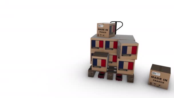 パレット上の段ボール箱の3Dアニメーション — ストック動画