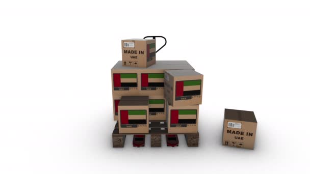 Bir Paletin Üzerindeki Boyutlu Kıvrımlı Kutuların Canlandırılması — Stok video