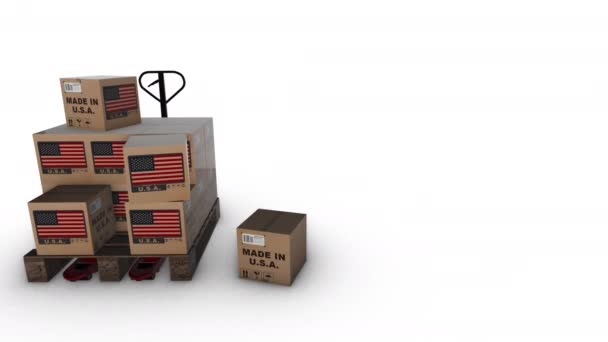 瓦楞纸箱在托盘上方的3D动画 — 图库视频影像