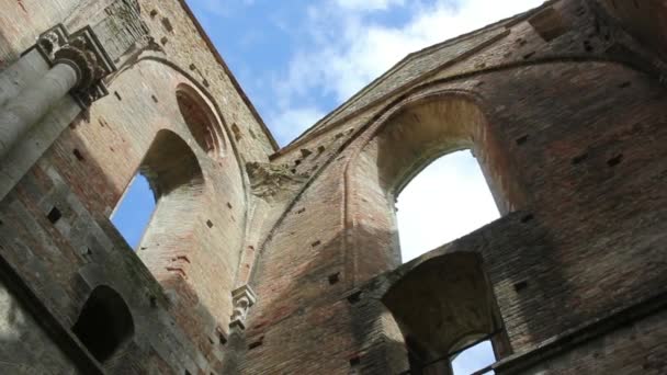 Fachada Interior Abadia San Galgano Toscana Itália — Vídeo de Stock