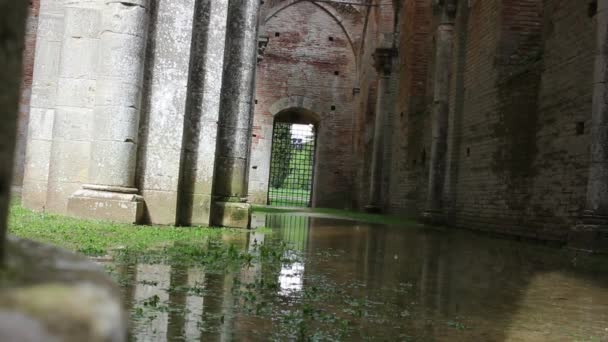 Corredor Piso Enlameado Abadia San Galgano Toscana Itália — Vídeo de Stock