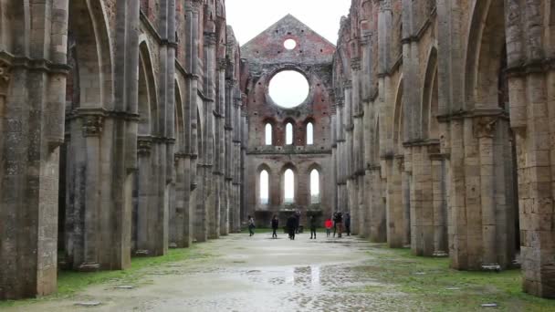 Руины Старого Церковного Интерьера Тоскана Италия — стоковое видео