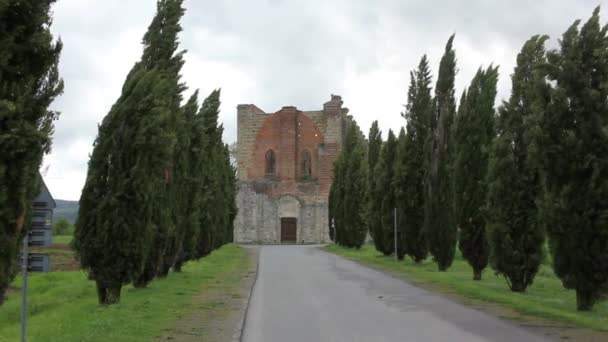 Die Abtei Von San Galgano Von Außen Toskana Italien — Stockvideo