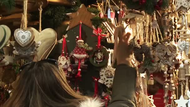 Traditionellt Nyår Och Julmarknad — Stockvideo