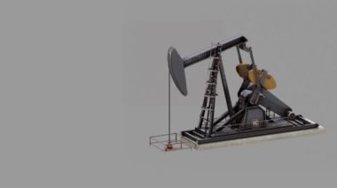 Gri arkaplanda 3B Pumpjack animasyonu