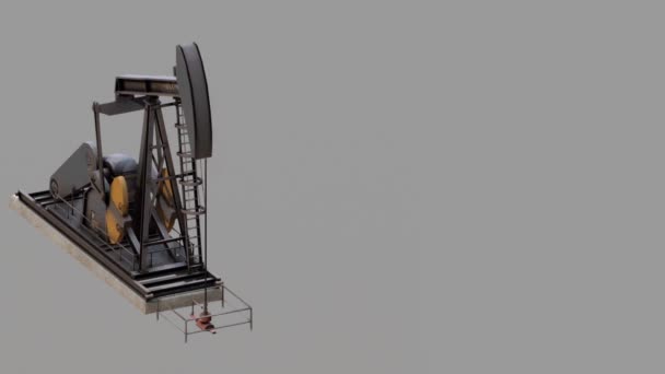 Pumpjack Animatie Een Grijze Achtergrond — Stockvideo