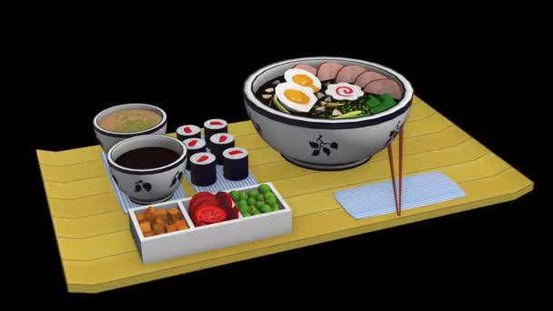 Sushi Animatie Met Matte — Stockvideo