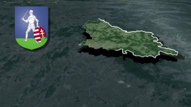 Macaristan 'ın Nograd Eyaletleri Silah Canlandırma Haritası Whit' i