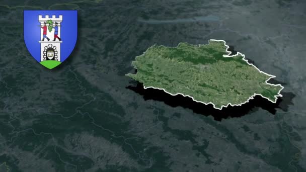 Counties Hungary Baranya Whit Coat Arms Animation Map — Stock Video