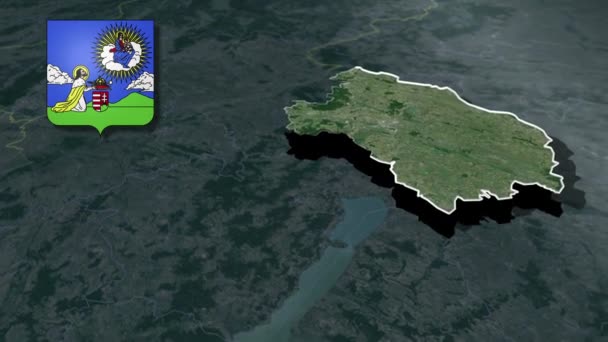 Counties Hungary Fejer Whit Coat Arms Animation Map — Stock Video