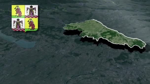 匈牙利Komarom Esztergom Whit Coat州武器动画地图 — 图库视频影像