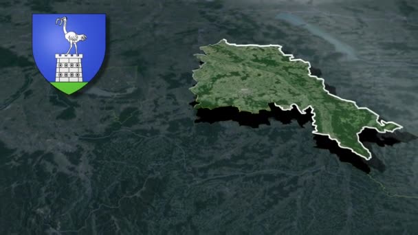 Графства Венгрии Vas Whit Coat Arms Animation Map — стоковое видео
