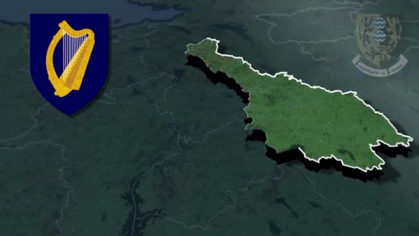 Mapa Animación Escudo Armas Los Condados Irlanda Cavan Whit — Vídeo de stock