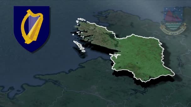 Mapa Animación Escudo Irlanda Galway Whit — Vídeo de stock