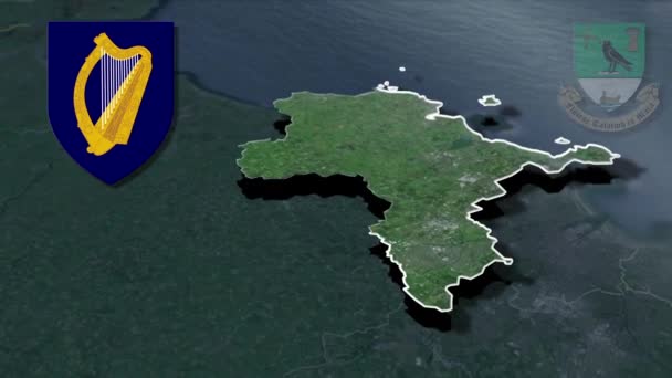Okresy Irska Fingal Whit Mapa Animace Zbrojení — Stock video