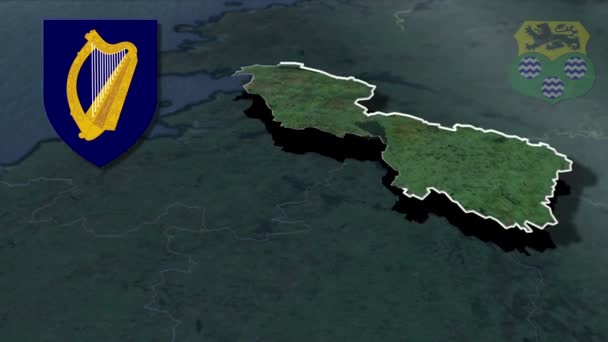 アイルランドの郡リトリムホワイト紋章武器アニメーションマップ — ストック動画