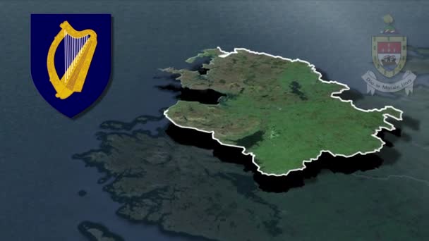 Condados Irlanda Mayo Whit Mapa Animación Escudos Armas — Vídeo de stock