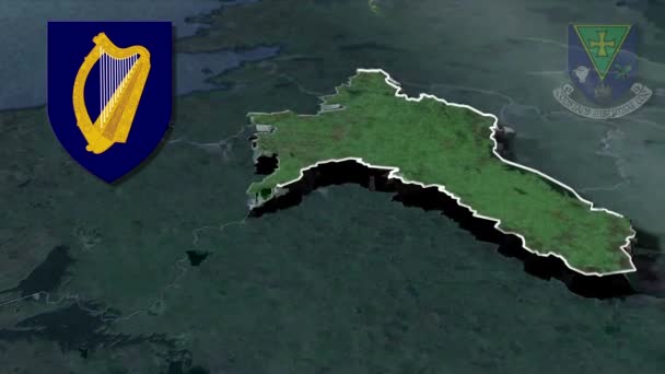 アイルランドの郡スライゴ白のコートの腕のアニメーションマップ — ストック動画