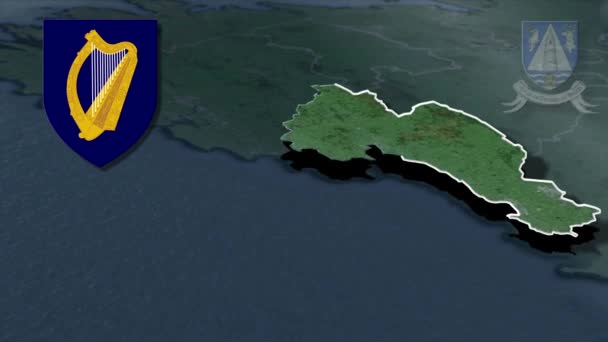 Counties Ireland Waterford Whit Coat Arms Animation Map — 비디오