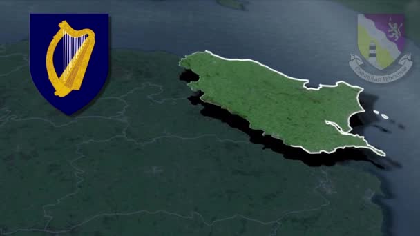 Counties Ireland Wexford Whit Coat Arms Animation Map — 비디오