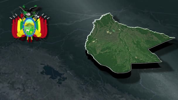 Departamentos Bolívia Mapa Animação — Vídeo de Stock